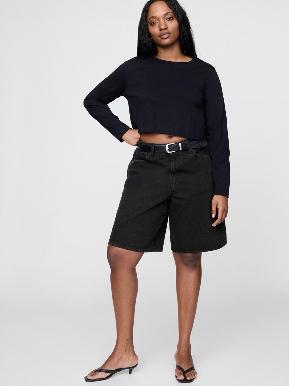 NWT GAP Black High-Rise Denim Bermuda Shorts - Women's